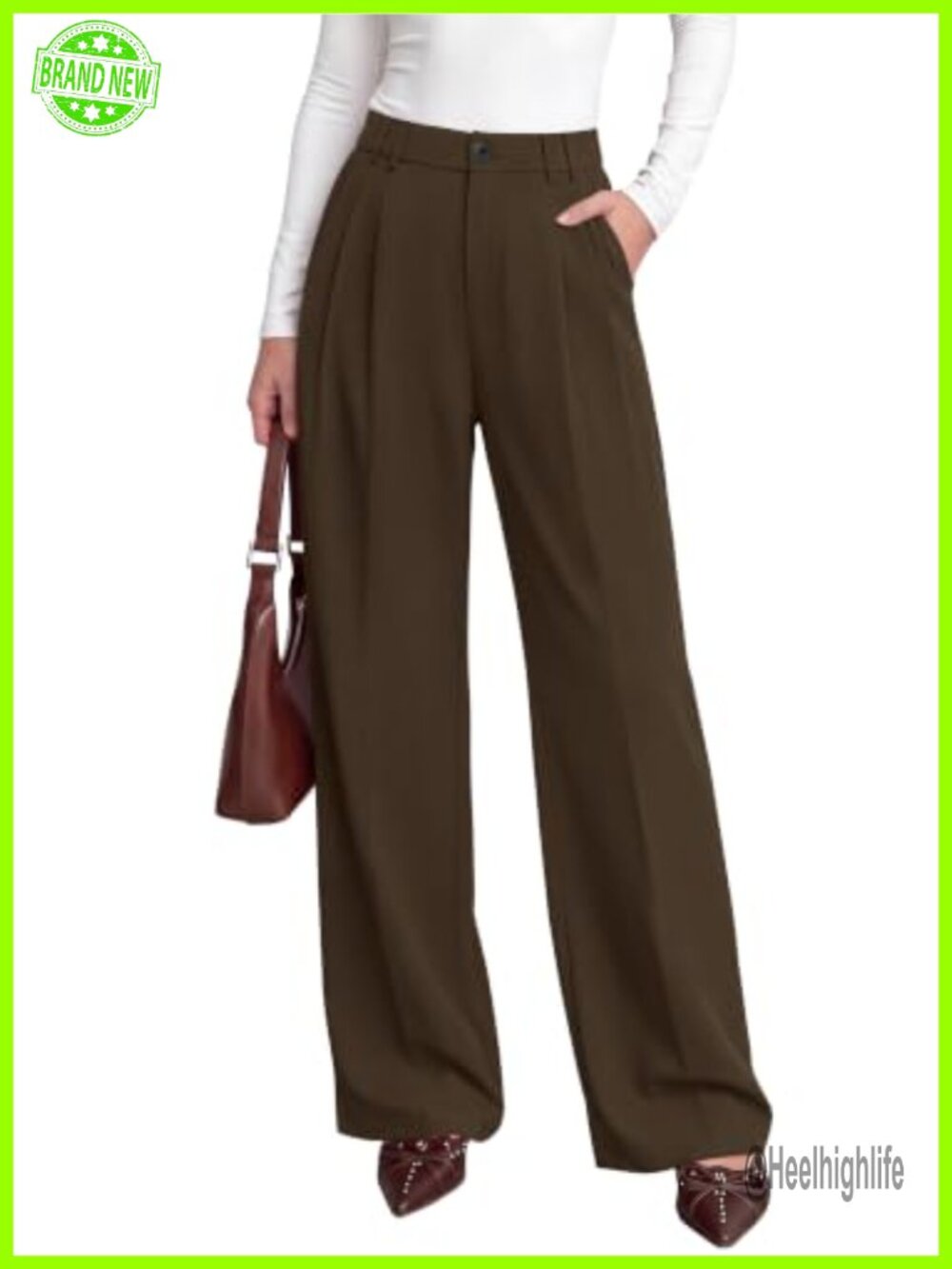 Women's Wide Leg Dress Pants High Rise Pleated Palazzo Trousers Office